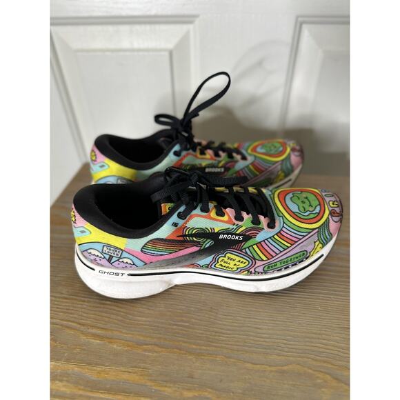 Brooks Ghost 15 Shoes Womens 8 Pride Wednesday Holmes Rainbow Running Sneakers - Picture 6 of 8